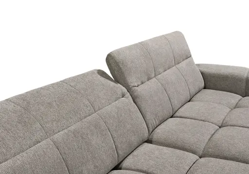 Ecksofa -2-Sitzer mit Longchair rechts, Kopfteil verstellbar, Sitztiefe verstellbar motorisch, Stoff, Taupe