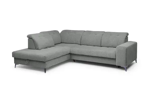 Ecksofa - Ecke links mit 2-Sitzer, Kopfteil verstellbar, Sitztiefe verstellbar motorisch, Stoff, Anthrazit