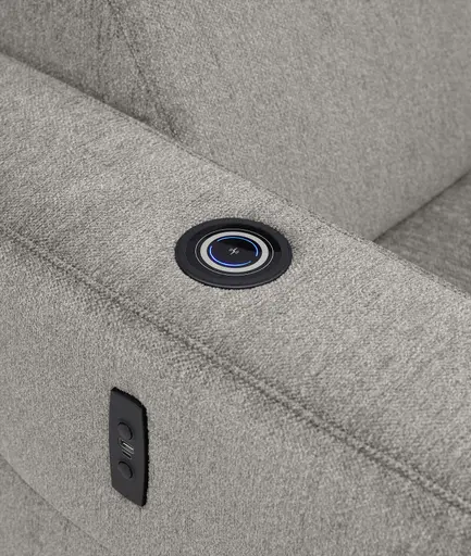 Ecksofa JANKO - 1-Sitzer mit Longchair rechts, Relaxfunktion motorisch, Stoff, Grau