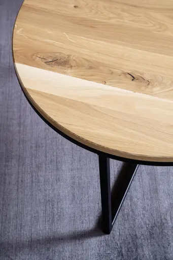 Couchtisch Joan 1 -  LBH ca. 80x80x41,5 cm, Asteiche massiv, Gestell schwarz