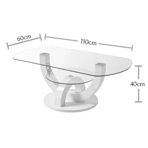 Couchtisch - LB ca. 110x60 cm, Glas, Artisan Eiche Nachbildung
