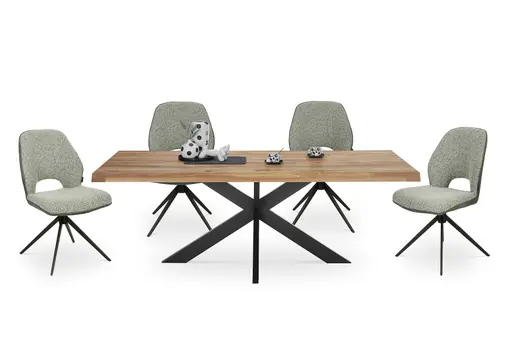 Esstisch - LB ca. 200x100 cm, Wildeiche massiv geölt, Baumkante, Schwarz