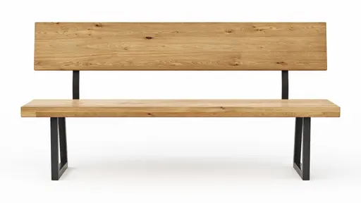 Holzbank Clifton - mit Rückenlehne, Breite ca. 180cm, Wildeiche massiv, natur