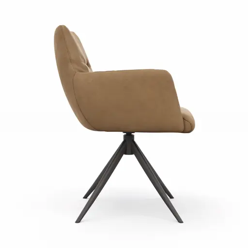 Armlehnstuhl Nashville - inkl. Dreh- und Wippfunktion, Leder, Braun