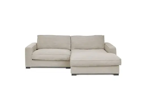 Ecksofa - 2-Sitzer, Ecke rechts, Stoff, Beige