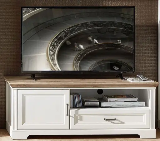 TV-Unterteil - Weiß, Eiche Dekor