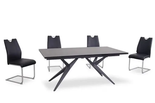 Esstisch MICHELA - ausziehbar, LB ca. 95x180 cm, Keramik, Dunkelgrau