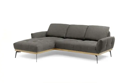 Ecksofa EDDIE - Ecke links, 2-Sitzer inkl. Rückenverstellungen, Stoff, Braun