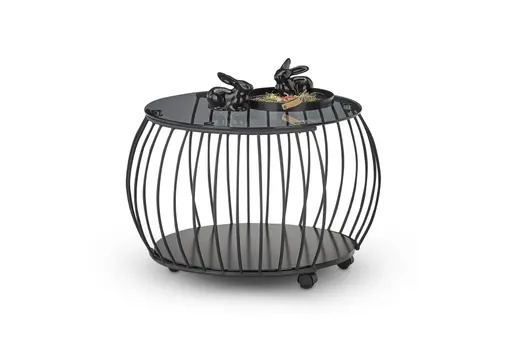 Couchtisch - Ø/H ca. 60x45,5 cm, Grau, Schwarz