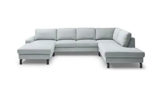 Wohnlandschaft CALM - Longchair links, 2-Sitzer, Ecke rechts, Microfaser, Hellblau