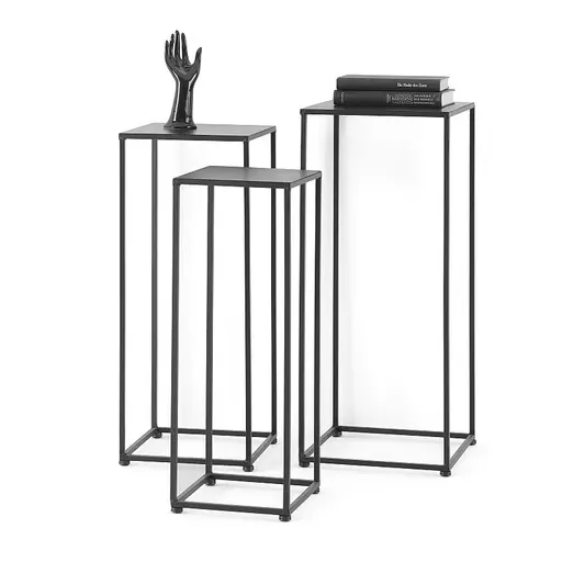 Blumensäule- 3 er Set, Metall, Schwarz