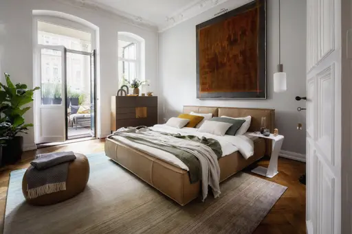 Bett Alvito - Liegefläche ca. 180x200 cm, Leder, Cappuccino