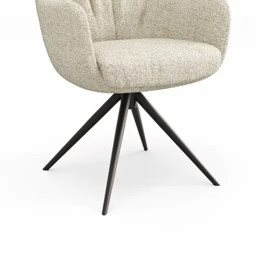 Armlehnstuhl Mis Legere - Boucle, Creme, Stativ, Anthrazit