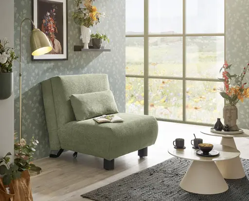  Faltsessel EBBY - ohne Armlehne inkl. Schlaffunktion, Stoff, Grün