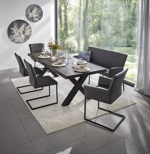 Esstisch Clifton - LB ca. 260x100 cm, Zerreiche massiv, Smoke