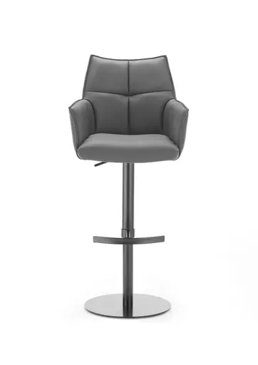 Barhocker MELE - drehbar, höhenverstellbar, Leder, Schwarz
