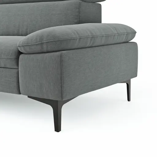 Ecksofa Felipa - Longchair links mit 2,5-Sitzer inkl. Kopfteil verstellbar, Stoff, Grau