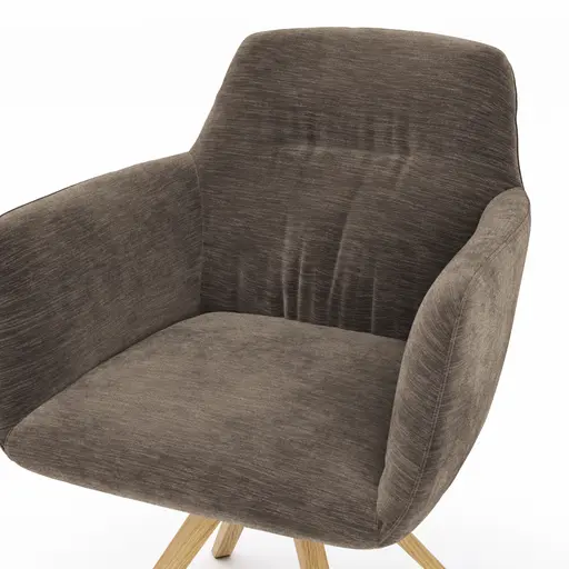 Armlehnstuhl Nashville - drehbar, Stoff, Dunkelbraun