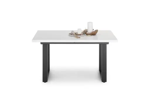 Esstisch - ausziehbar, LB ca. 140x90 cm, Weiß, Schwarz