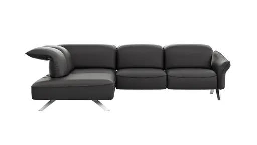 Ecksofa Bormio - Ecke links mit 2,5-Sitzer inklusive Relaxfunktion (motorisch), Leder, Schwarz