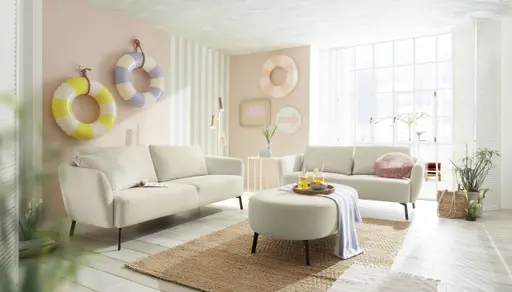 Sofa CARLLOTA - 3-Sitzer, Stoff, Natur