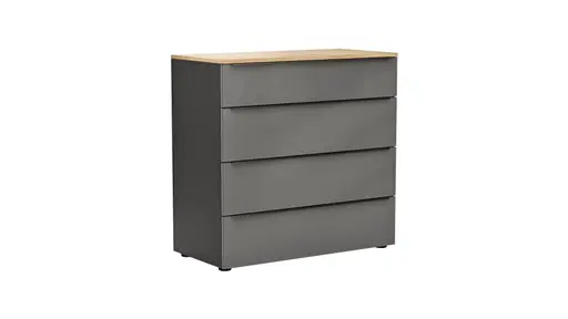 Kommode Colorado - BHT ca. 90x87x43 cm, Dunkelgrau, Griffe schwarz