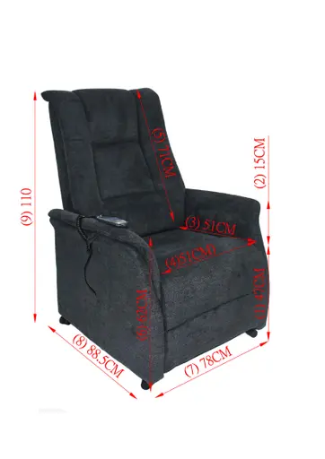TV-Sessel MIKALA - Aufstehhilfe, Relaxfunktion, Kopfteilverstellung, Stoff, Schwarz