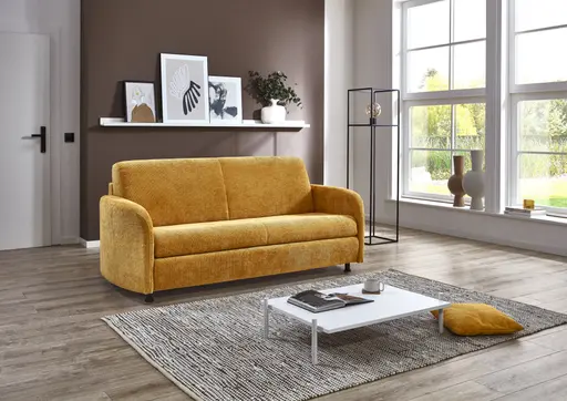 Faltbettsofa - Schlaffunktion, Stoff, Mais