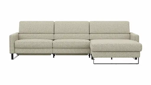 Ecksofa Valera - 3-Sitzer mit Longchair rechts inkl. Rückenlehne verstellbar und Relaxfunktion motorisch, Stoff, Limone