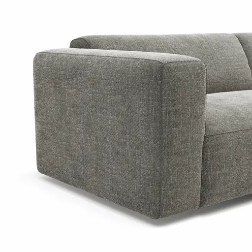 Ecksofa Laja - 1-Sitzer mit Longchair rechts, Stoff, Steingrau