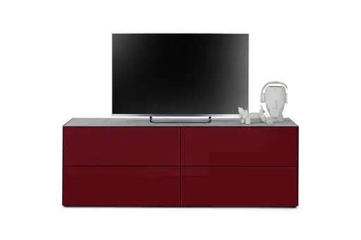 Lowboard - B ca. 181 cm, Bordeauxrot, Keramikoptik