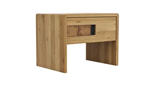 Nachttisch Baltimore - Rechts, Wildeiche massiv, mit Hirnholzeinsatz