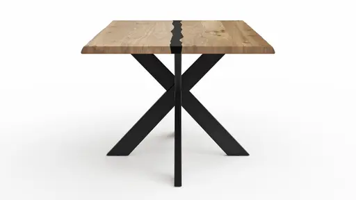 Esstisch Kima - LB ca. 180x100 cm, Wildeiche massiv mit Epoxid-Harz