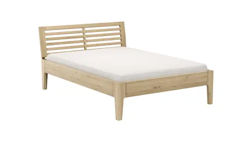 Bettgestell 1660 - Liegefläche ca. 140x200 cm, Wildeiche massiv, bianco geölt