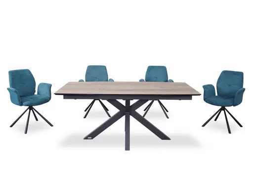 Armlehnstuhl MANOA - drehbar, Stoff, Petrol