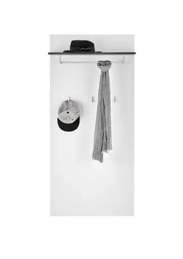 Garderobenpaneel - B ca. 70 cm, Weiß, Weiß Hochglanz, Anthrazit