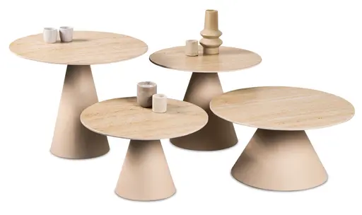 Couchtisch - 2er Set, Traventinoptik hell, Cremeweiß