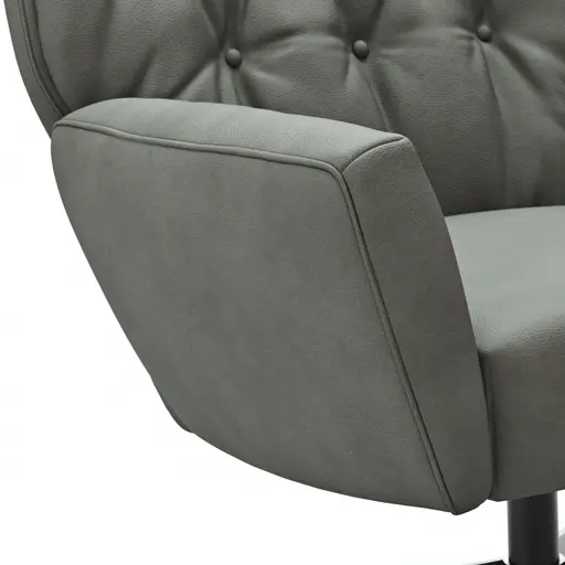 Drehsessel Maximilian - Leder, Grau