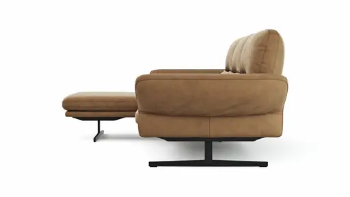 Ecksofa  Alexander -  Longchair links mit 3-Sitzer inkl. Kopfstütze/Armlehne verstellbar, Leder, Cognac