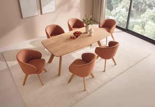 Esstisch Nayara - LB ca. 200x100 cm, Eiche massiv, satin gebeizt matt lackiert