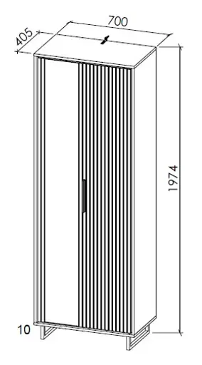 Garderobenschrank- Eiche Dekor, Spiegel