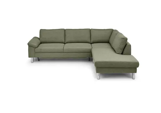 Ecksofa COOL - 2,5-Sitzer mit Ecke rechts, Querschläfer, Stoff, Hellgrün
