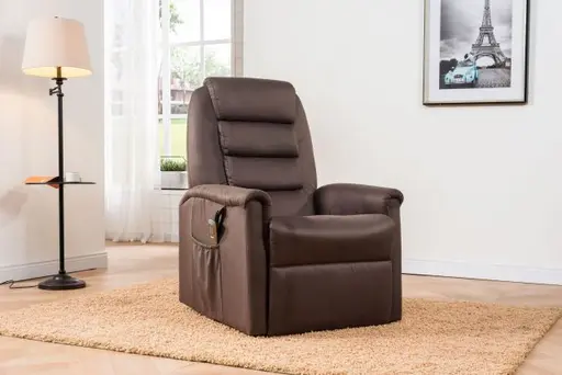 TV-Sessel MYRON - Aufstehhilfe, Relaxfunktion, Stoff, Braun