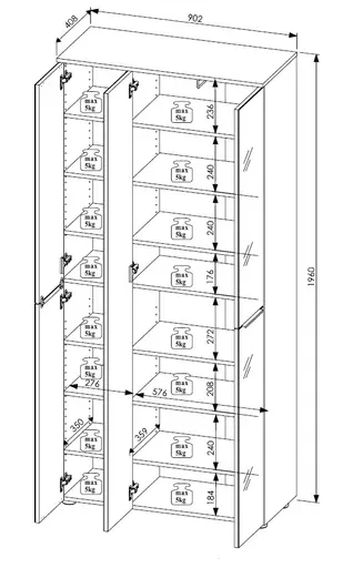 Garderobe - inkl. Sitzkissen, Weiß