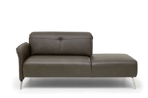 Recamiere La Paz - Kopfteil verstellbar, Leder, Graphit