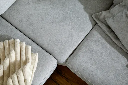 Ecksofa Jacksonville - 3-Sitzer medium, Eckelement mit Abschlussteil rechts, inkl. Relaxfunktion (motorisch) und Armlehne verstellbar, Stoff, Hellblau