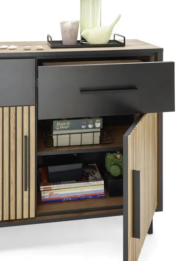 Kommode- Eiche Dekor, Schwarz