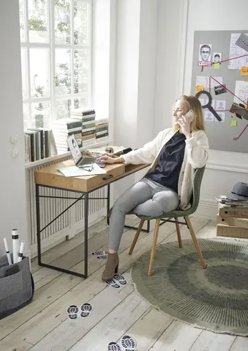 Konsol-/Homeoffice-Tisch - Wildeiche Nachbildung, Metall schwarz