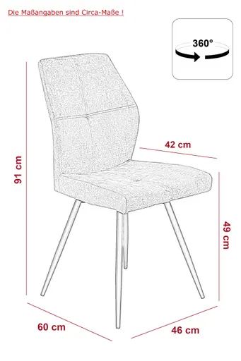 Stuhl - drehbar, Stoff, Vintage Anthrazit
