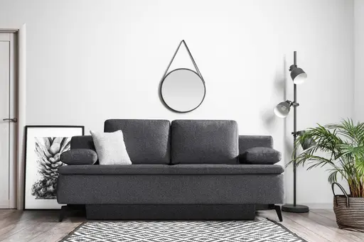 Querschläfer - Schlaffunktion mit Bettkasten, Stoff, Anthrazit